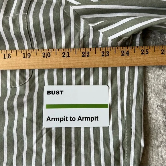 Eddie Bauer Dress Shirt Button Relaxed Fit Wrinkle FREE Green White Men TXL - Picture 6 of 6